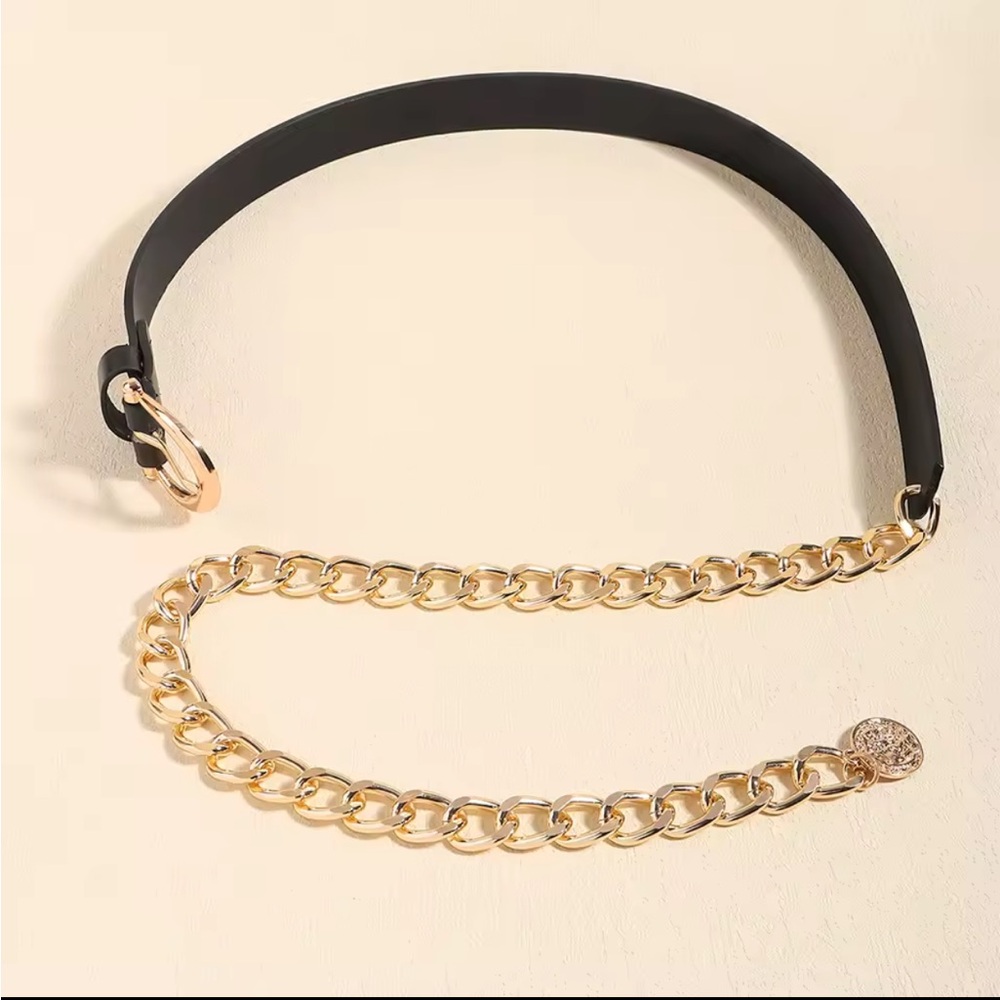 NWT - BELT Chain - Black and Gold Chain Belt - Adjustable - Stylish - Luxury - Picture 4 of 7